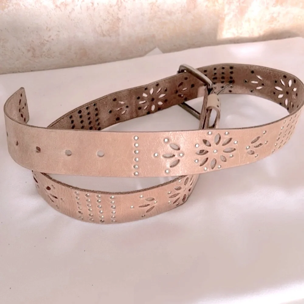 Calvin Klein Vintage Studded 90s Belt Leather Rodeo  Cowgirl Tan Boho Medium